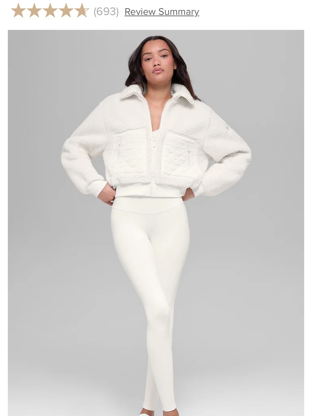 ALO Yoga Cream Zip-Up Cropped Sherpa Jacket - Picture 4 of 6